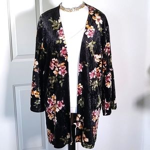 SOLD Floral Print Velour Cardigan